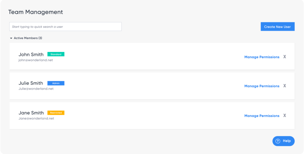 Dashboard Team Management